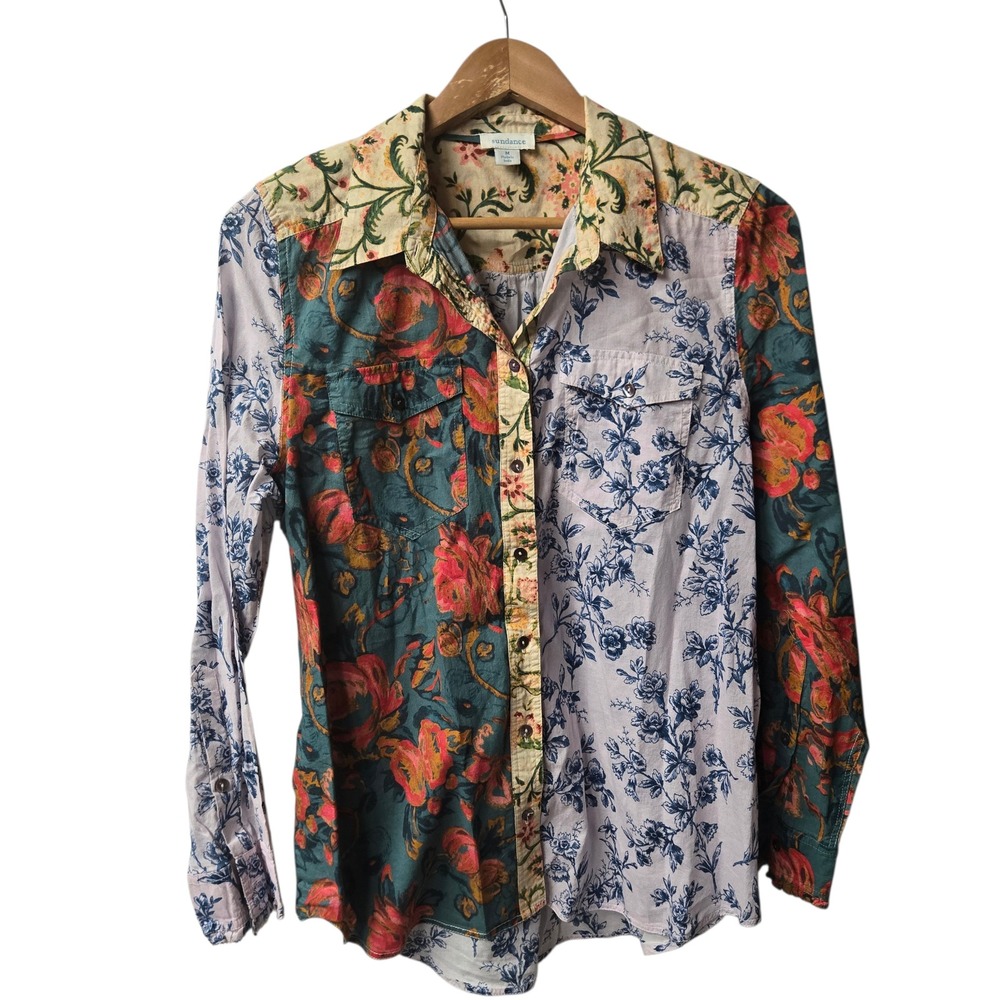 Sundance Button Down Blouse Boho Medium Floral Pa… - image 3